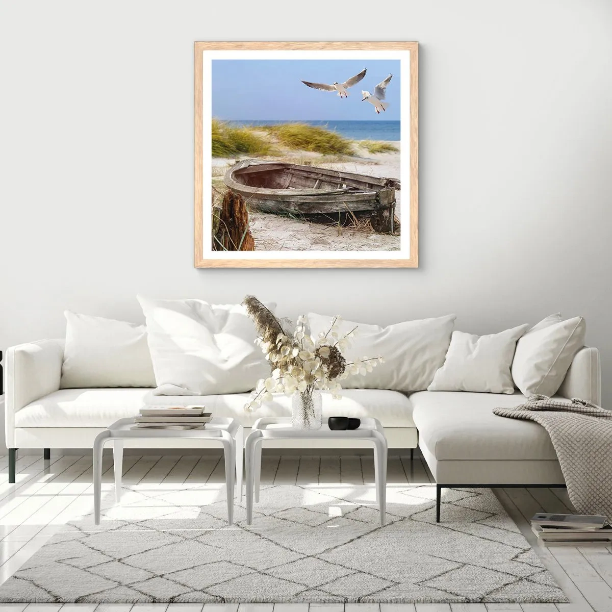 Pôster com moldura de carvalho claro - Banhado pelo vento - 30x30 cm