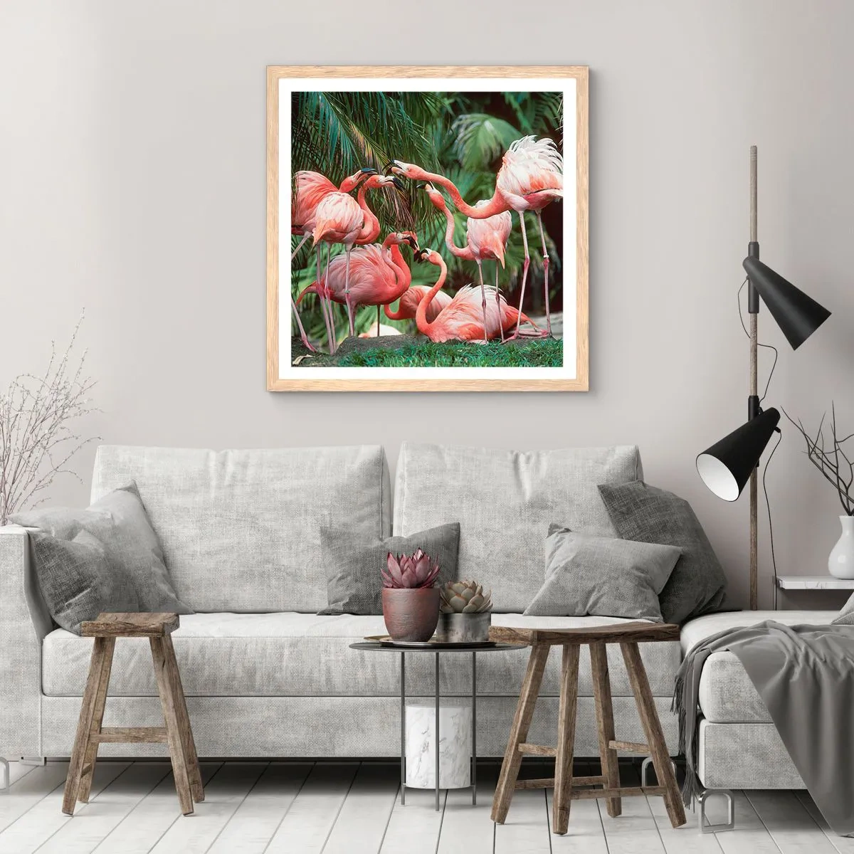 Pôster com moldura de carvalho claro - Fofocas da tarde - 40x40 cm