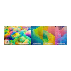 Amostra de papel de parede Premium Sand - Penugem arco-íris - Abstração, Pedaço, Cores pastel - 100x30 cm