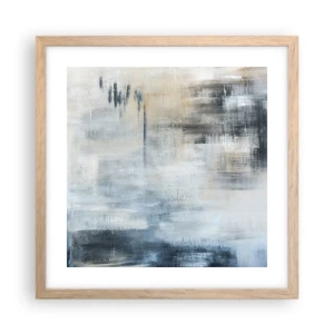 Pôster com moldura de carvalho claro - Atrás da cortina azul - 40x40 cm