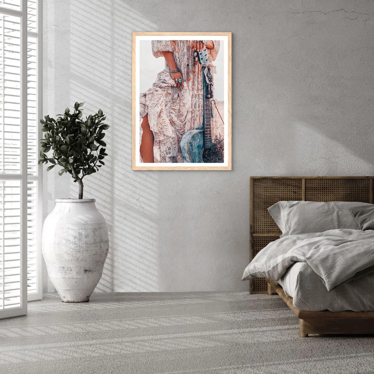 Pôster com moldura de carvalho claro - Flores a caminho - 40x50 cm