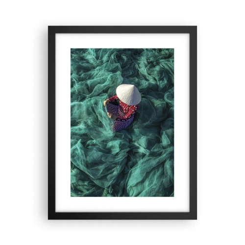 Pôster com moldura preta - Num mar de redes - 30x40 cm