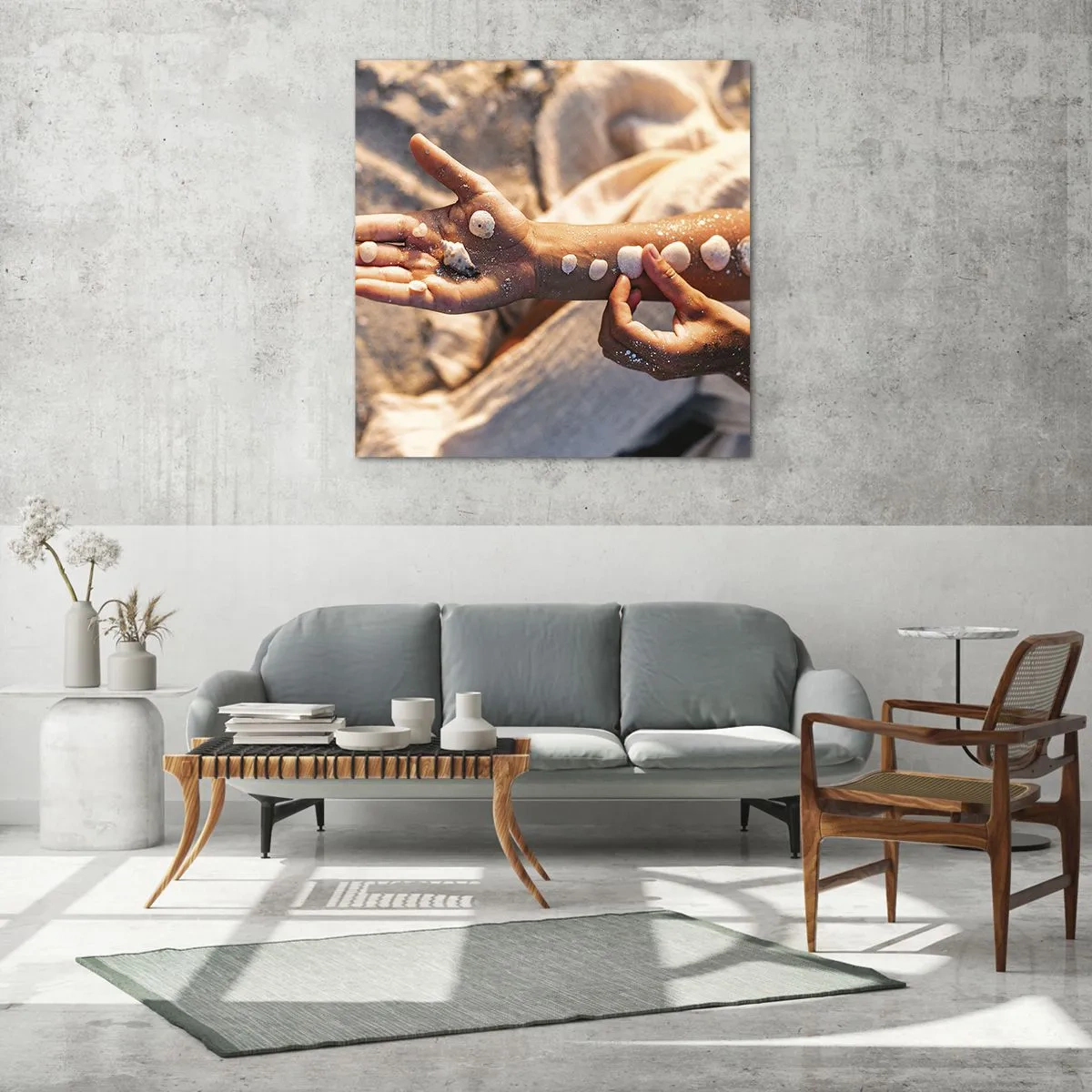 Quadro em vidro - Beleza na ponta dos dedos - 60x60 cm