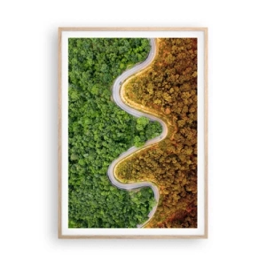 Pôster com moldura de carvalho claro - Fronteiras e descobertas - 70x100 cm