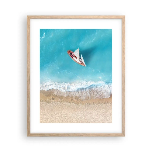 Pôster com moldura de carvalho claro - No limite do azul e do ouro - 40x50 cm