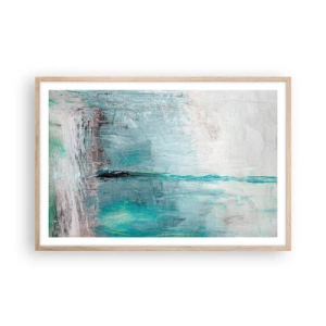 Pôster com moldura de carvalho claro - Horizontalmente em azul - 91x61 cm