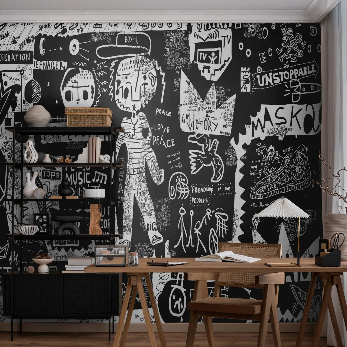Papel de Parede Premium Sand - O direito e a alegria da juventude espiritual - Grafite, Pedaço, Padrão Moderno - 100x70 cm