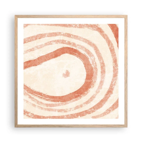 Pôster com moldura de carvalho claro - Círculos de coral – composição - 60x60 cm