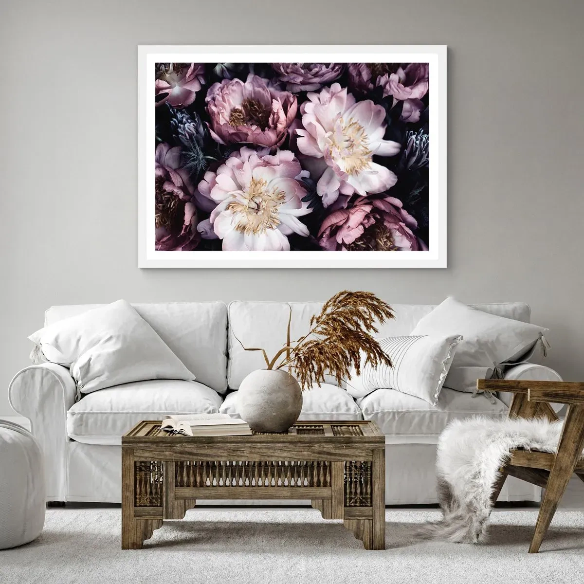 Pôster em moldura branca - Bouquet à moda antiga - 91x61 cm