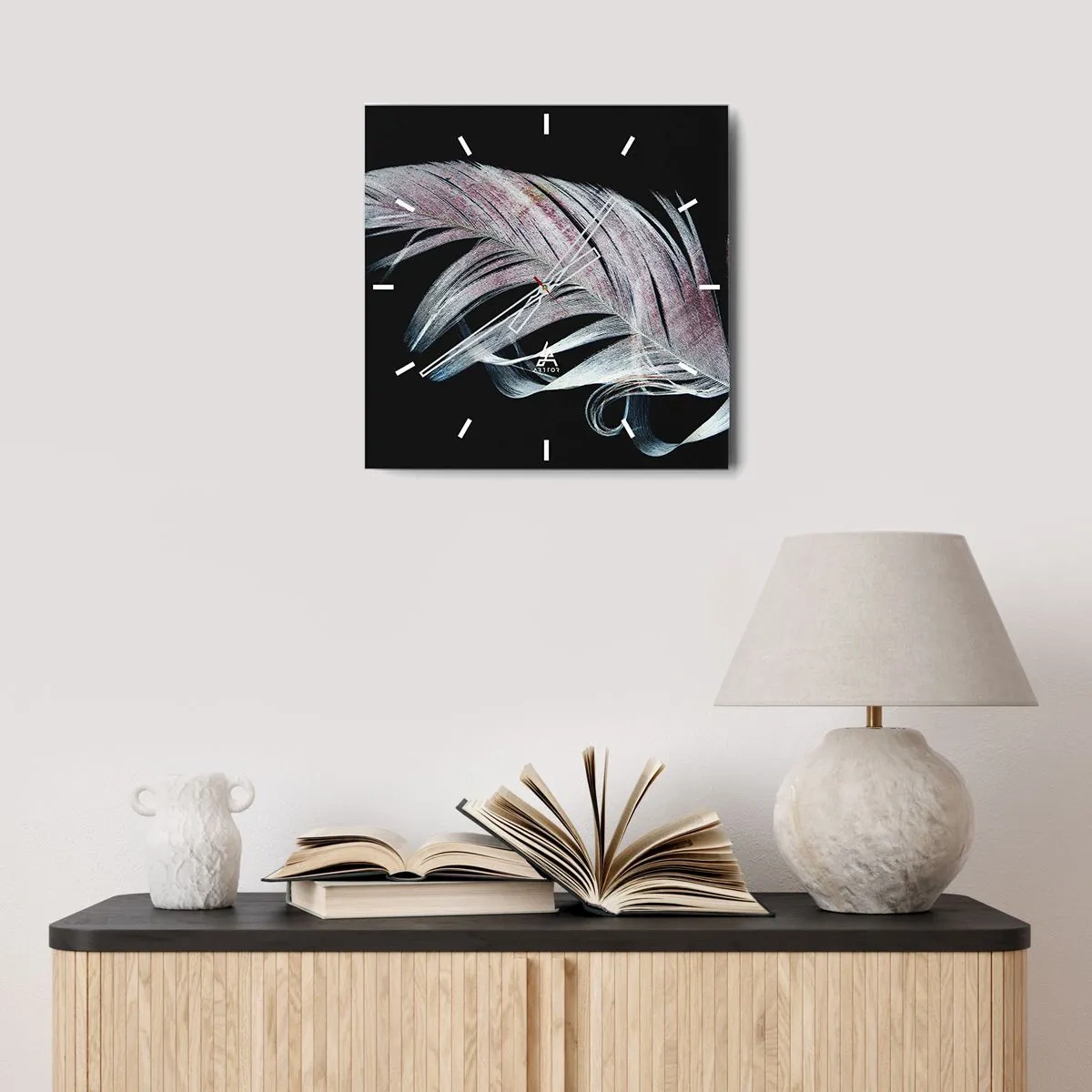 Relógio de parede - Relógio em vidro - Pense no toque - 40x40 cm