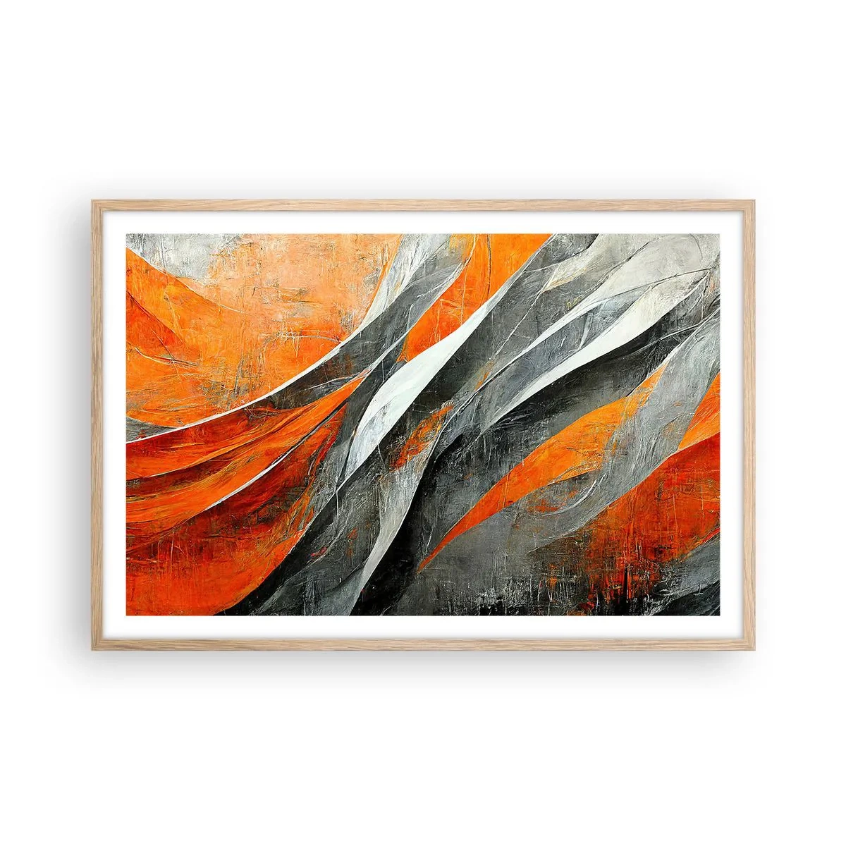 Pôster com moldura de carvalho claro - Calor e frio - 91x61 cm