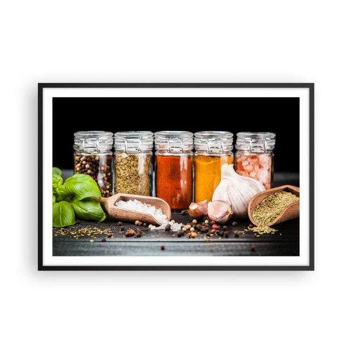 Pôster com moldura preta - Para que a vida tenha um sabor - 91x61 cm