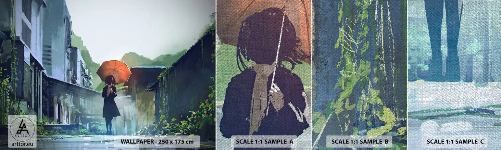 Amostra de papel de parede Premium Canvas - Chuva revigorante - Abstração, Cidade, Arquitetura - 100x30 cm