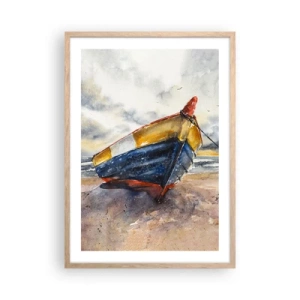 Pôster com moldura de carvalho claro - Descanse na costa - 50x70 cm