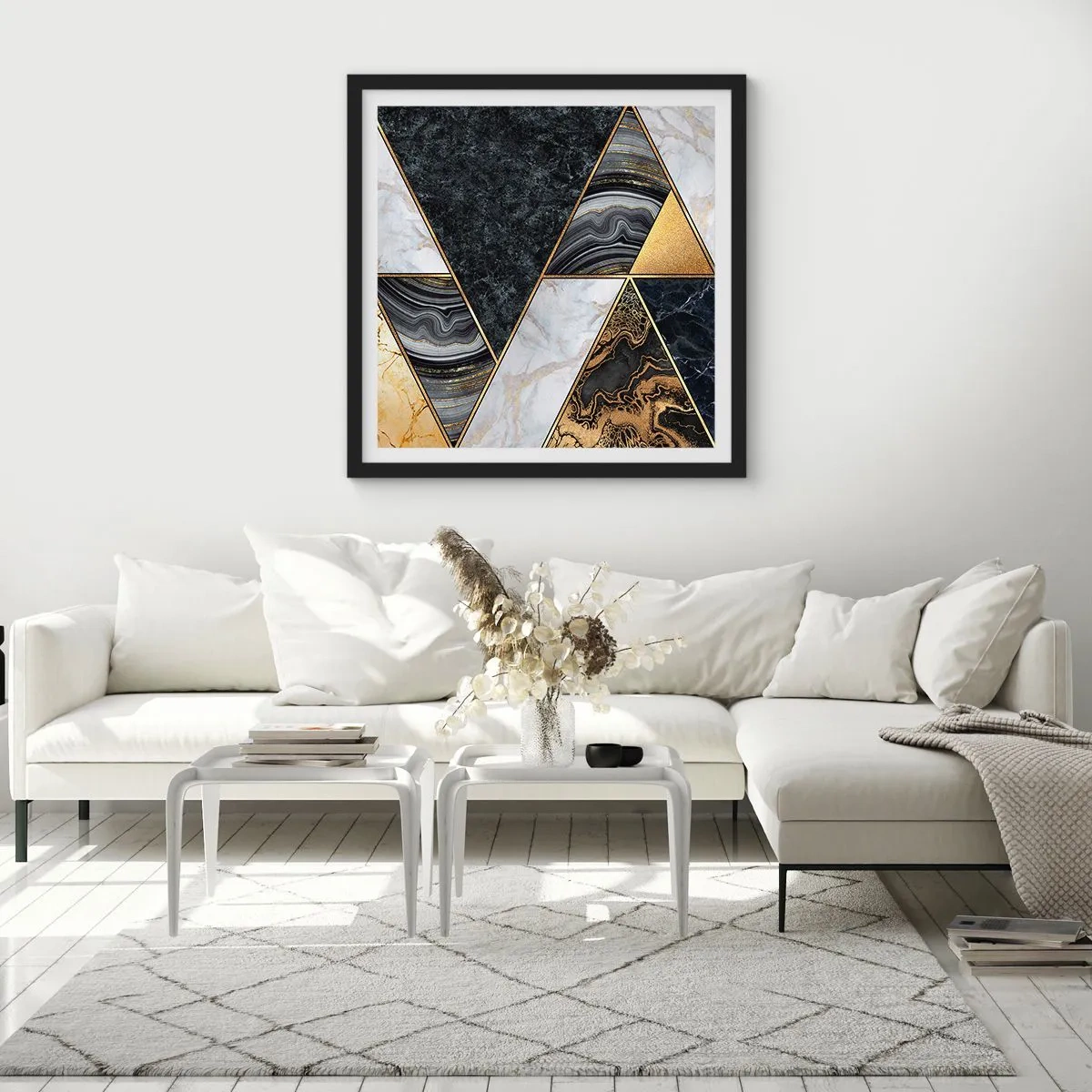 Pôster com moldura preta - Pedra por pedra - 60x60 cm