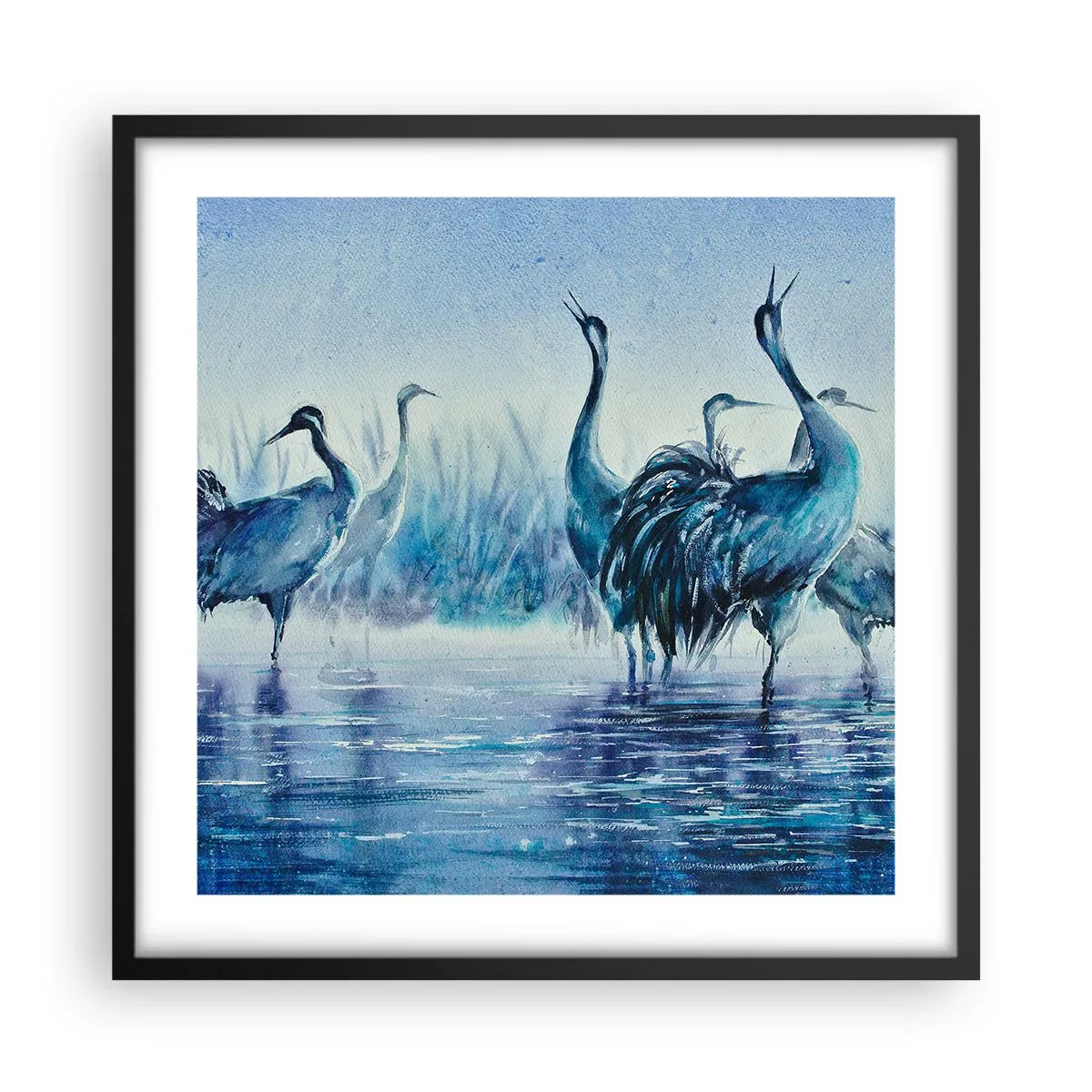 Pôster com moldura preta - Reunião matinal - 50x50 cm