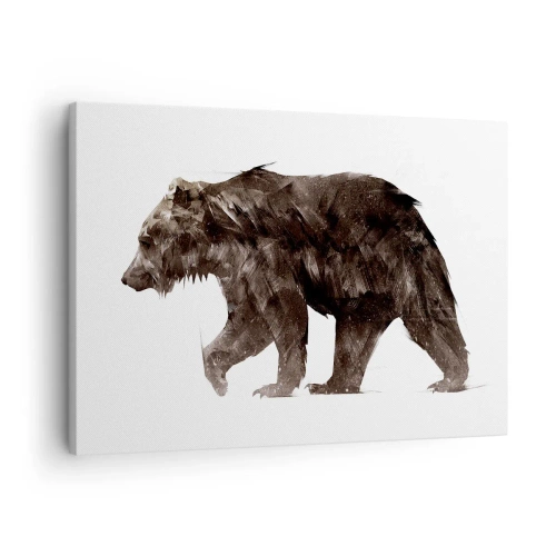 Quadro em tela - Silhueta artística de um urso - 70x50cm - Eu sempre uso couro de verdade! - Decoração de parede moderna para a sala de estar e quarto ARTTOR