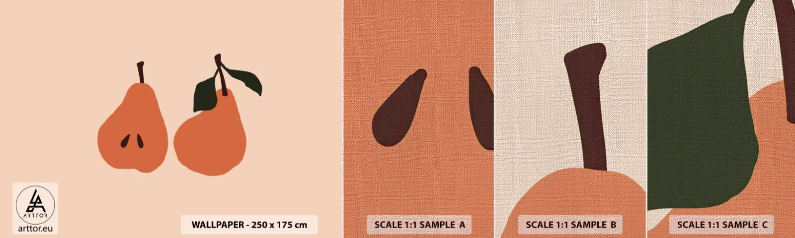 Amostra de papel de parede Premium Canvas - A própria doçura - Pera, Fruta, Minimalista - 100x30 cm