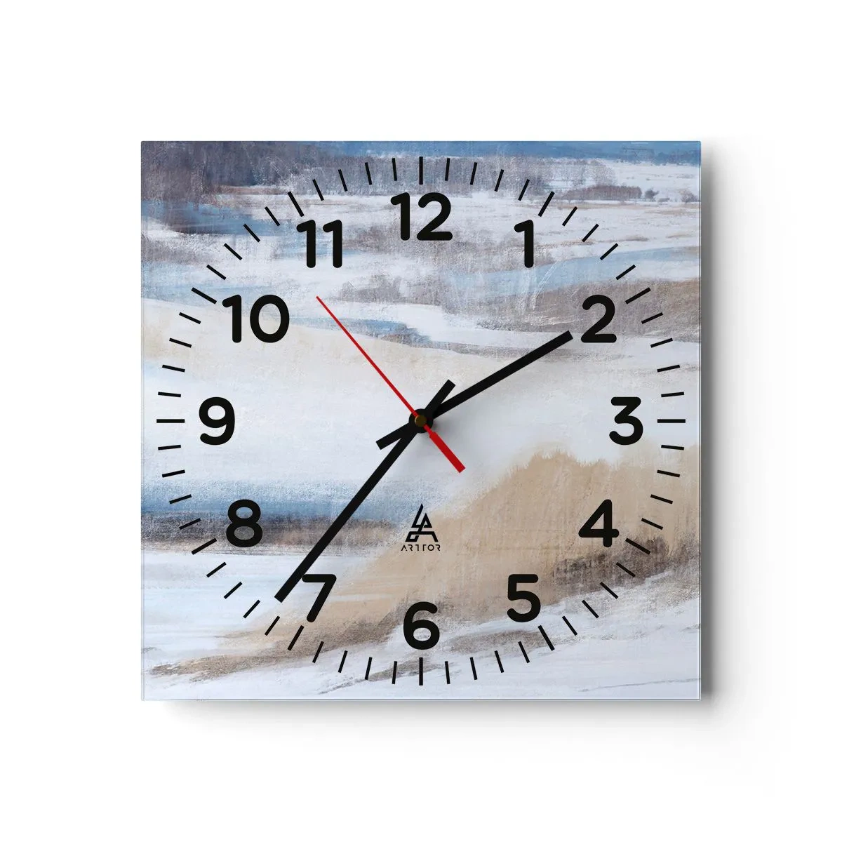 Relógio de parede - Relógio em vidro - Composição de inverno - 40x40 cm
