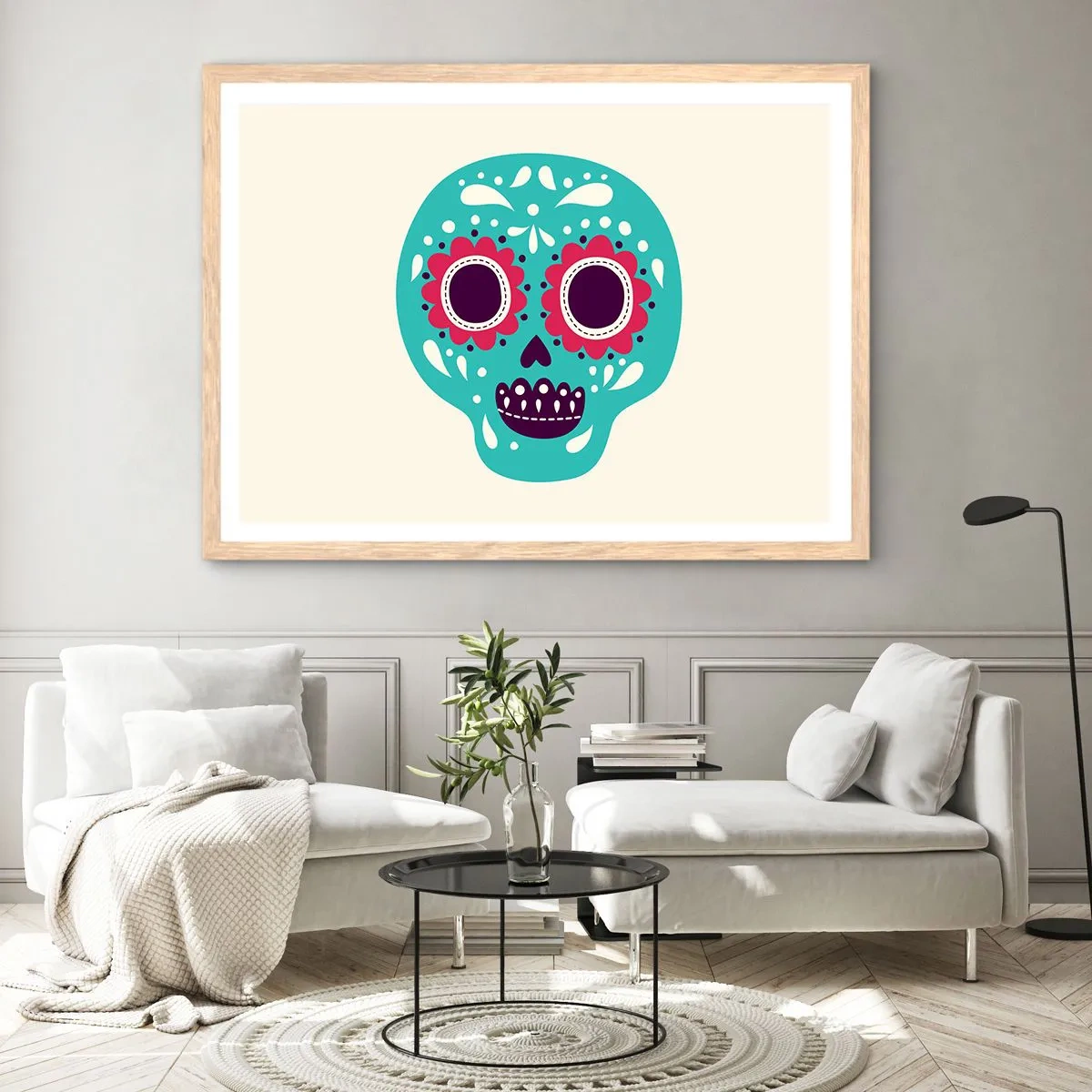 Pôster com moldura de carvalho claro - Vida – diversão até a morte - 100x70 cm