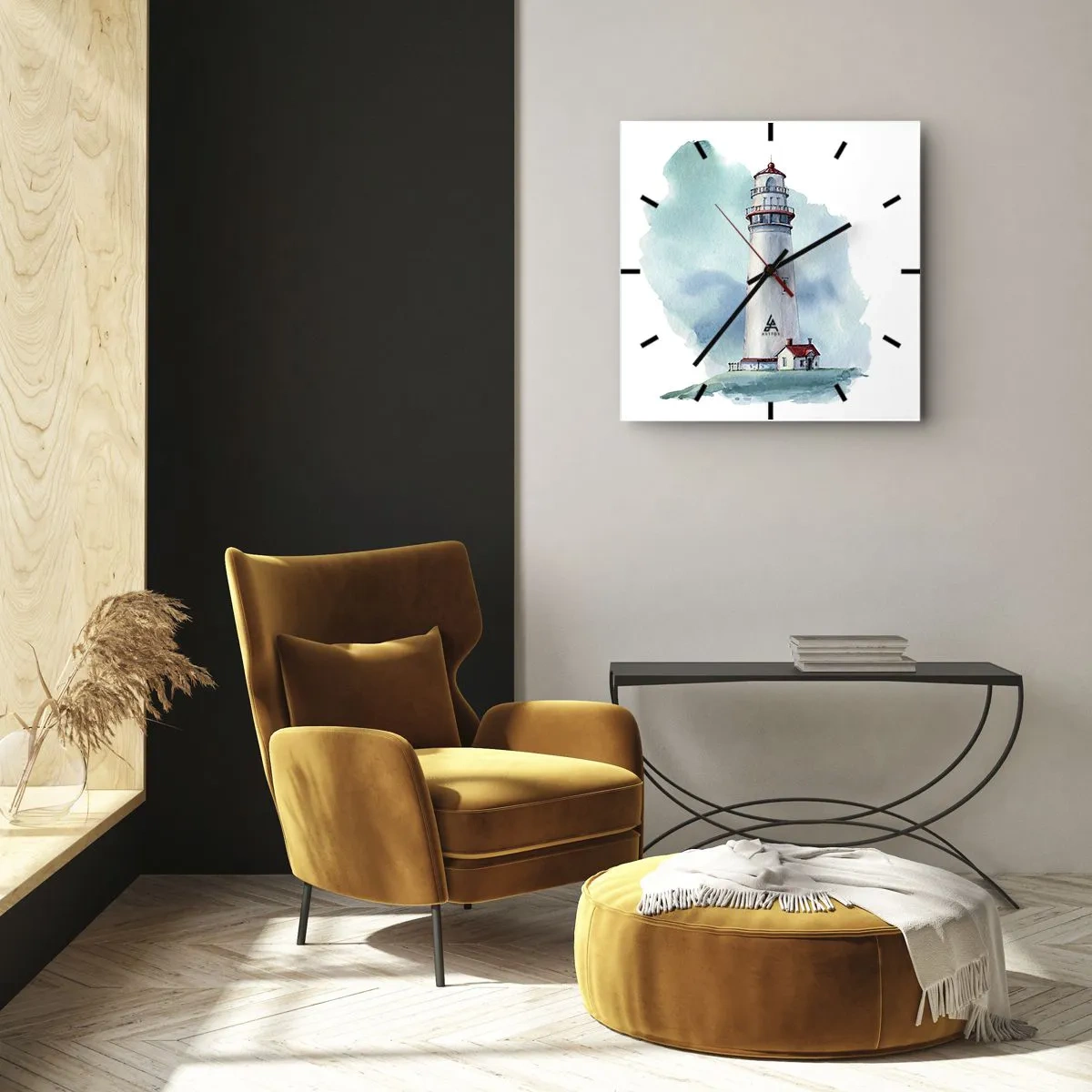 Relógio de parede - Relógio em vidro - A gentil irmã do azul - 40x40 cm
