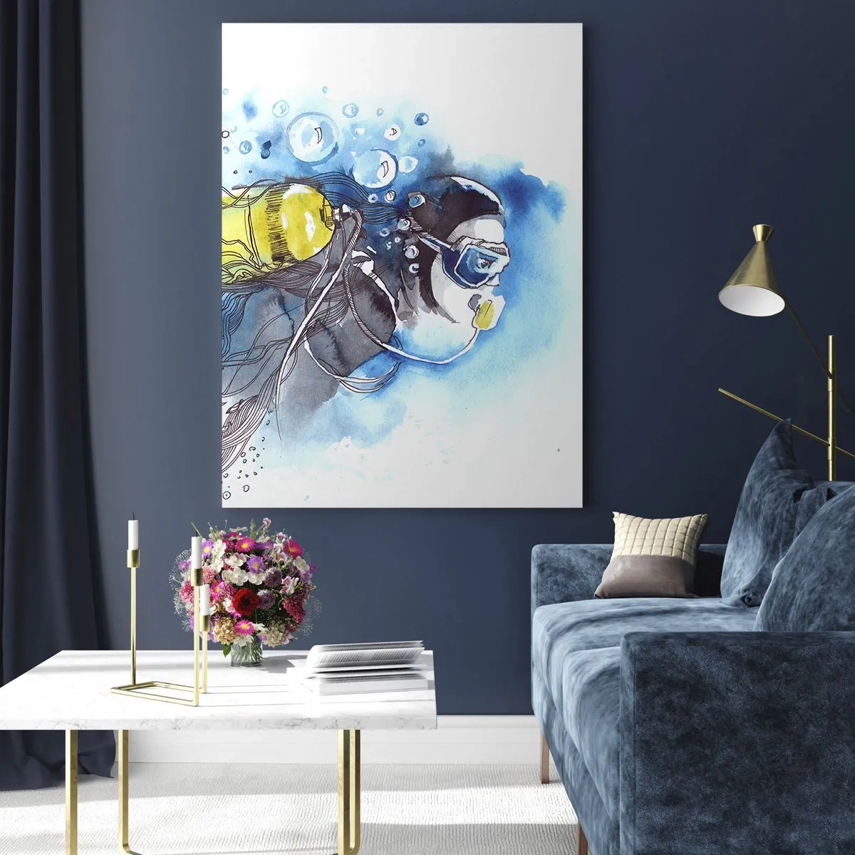Quadro em vidro - Azul Infinito - 50x70 cm