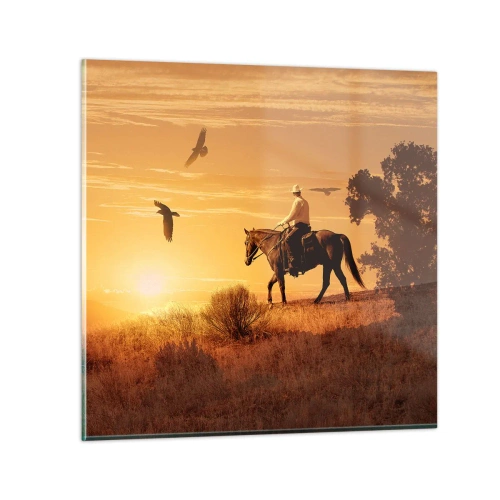 Quadro em vidro - Sozinho em toda a pradaria - 60x60 cm