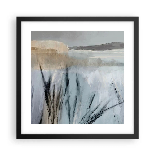 Pôster com moldura preta - Campos de inverno - 40x40 cm