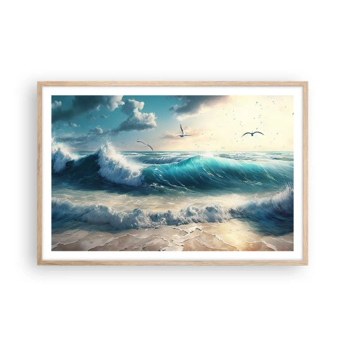 Pôster com moldura de carvalho claro - Cantarola apenas para si - 91x61 cm