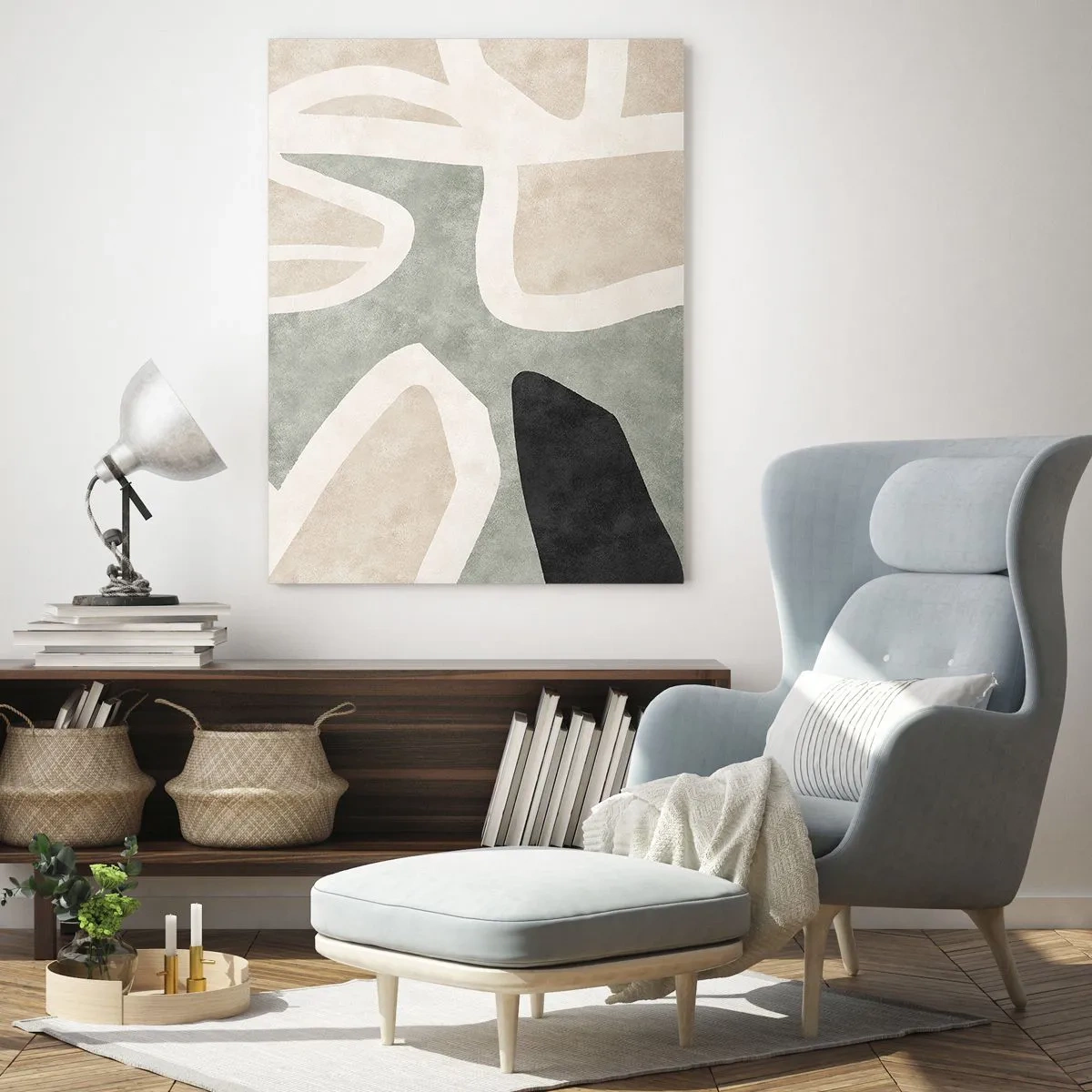 Quadro em vidro - Composição com motivo preto - 80x120 cm