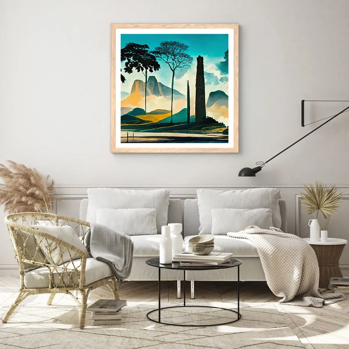 Pôster com moldura de carvalho claro - Cada vez mais alto - 50x50 cm