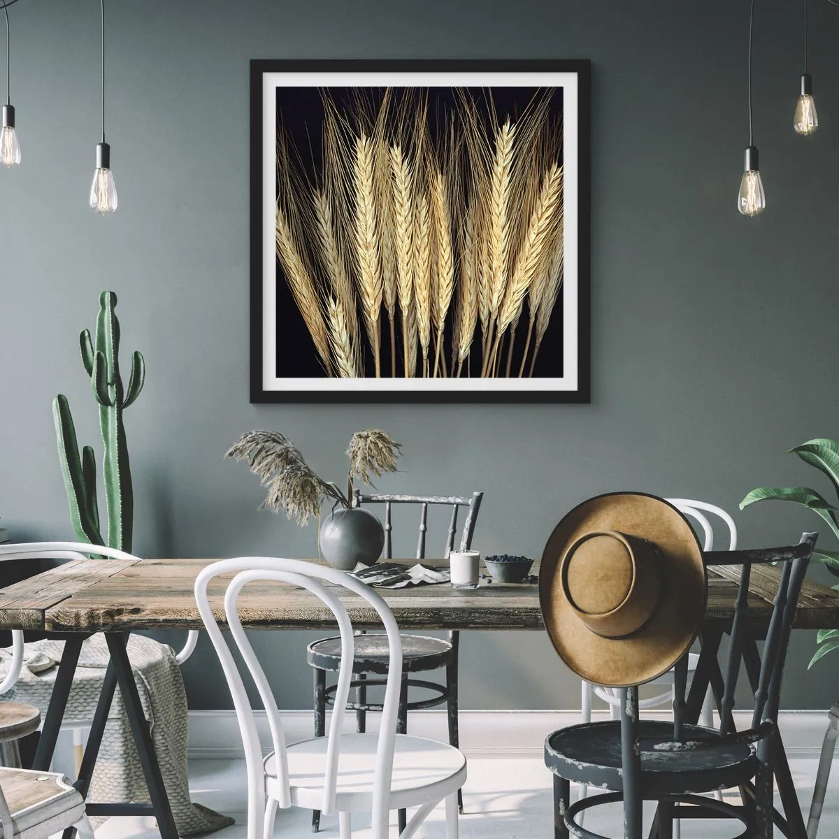 Pôster com moldura preta - Magia rústica - 40x40 cm