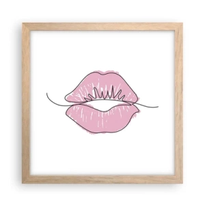 Pôster com moldura de carvalho claro - Pronto para beijar? - 30x30 cm