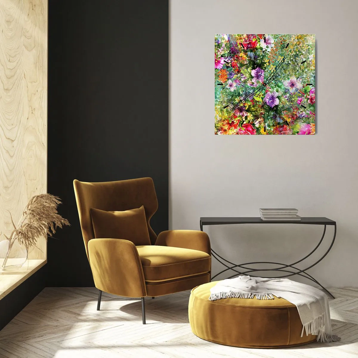 Relógio de parede - Relógio em vidro - Nas flores para a perdição - 30x30 cm