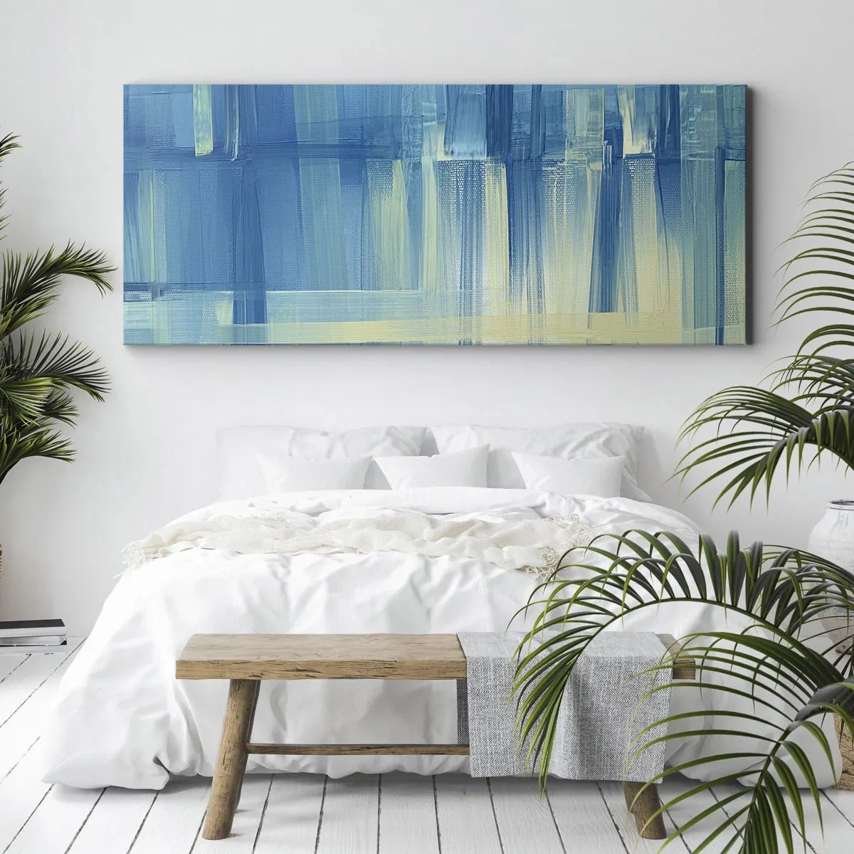Quadro em tela - Composição em turquesa - 100x40 cm