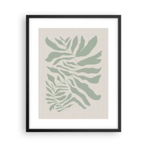 Pôster com moldura preta - Galho esmeralda - 40x50 cm