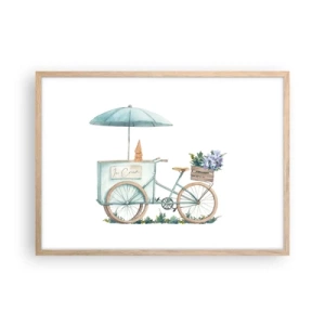 Pôster com moldura de carvalho claro - Doce lembrança do verão - 70x50 cm