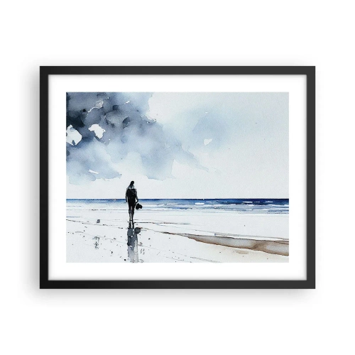Pôster com moldura preta - Conversa com o mar - 50x40 cm