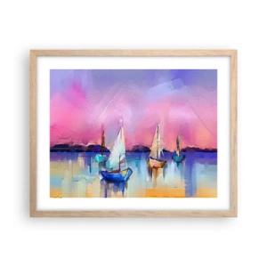 Pôster com moldura de carvalho claro - Direção: águas largas - 50x40 cm