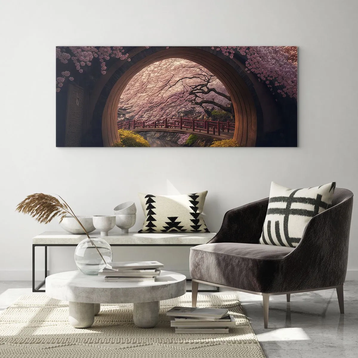 Quadro em vidro - Primavera japonesa - 100x40 cm
