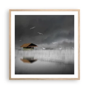 Pôster com moldura de carvalho claro - Abrigo da chuva - 60x60 cm