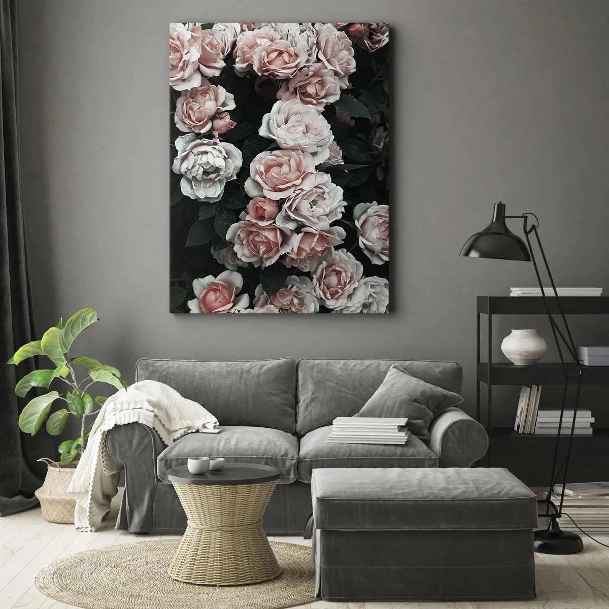 Quadro em tela - Conjuntos de rosas - 65x120 cm