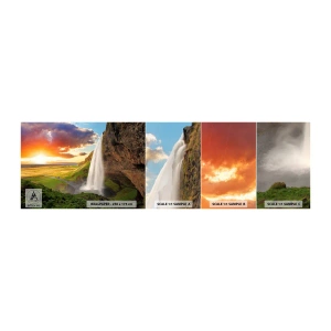 Amostra de papel de parede autocolante Deluxe Sticker - A plenitude do Verão islandês - Paisagem, Cachoeira, Islândia - 100x30 cm