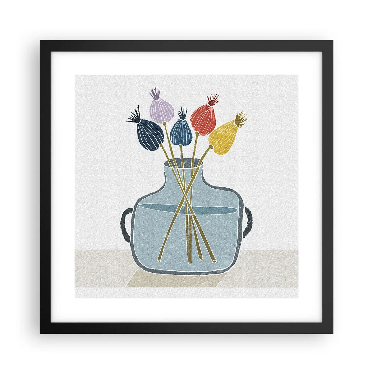 Pôster com moldura preta - Como semeou a papoula - 40x40 cm