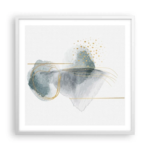 Pôster em moldura branca - Sobre a relação entre o cinza e o dourado - 60x60 cm