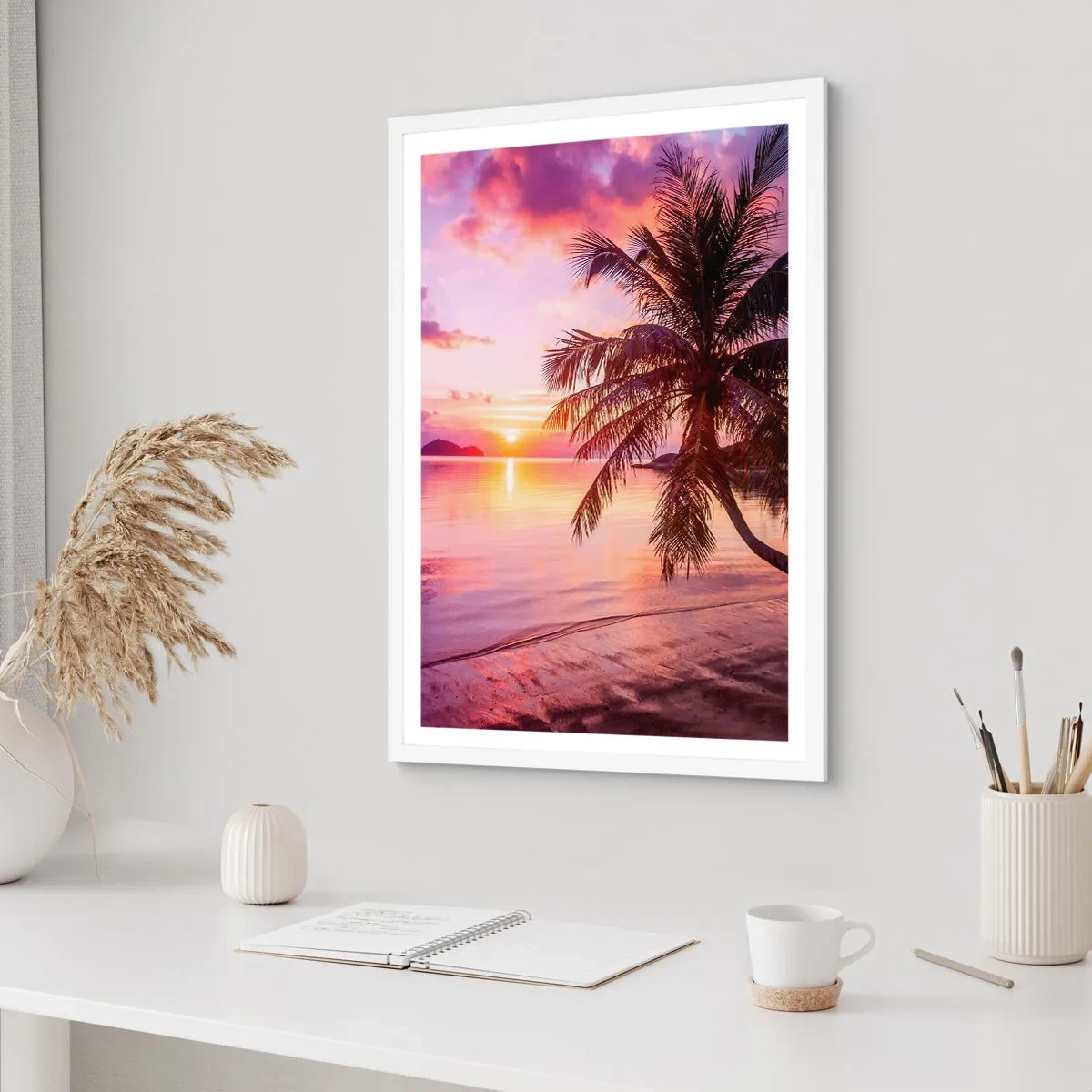 Pôster em moldura branca - Felicidade no horizonte - 61x91 cm