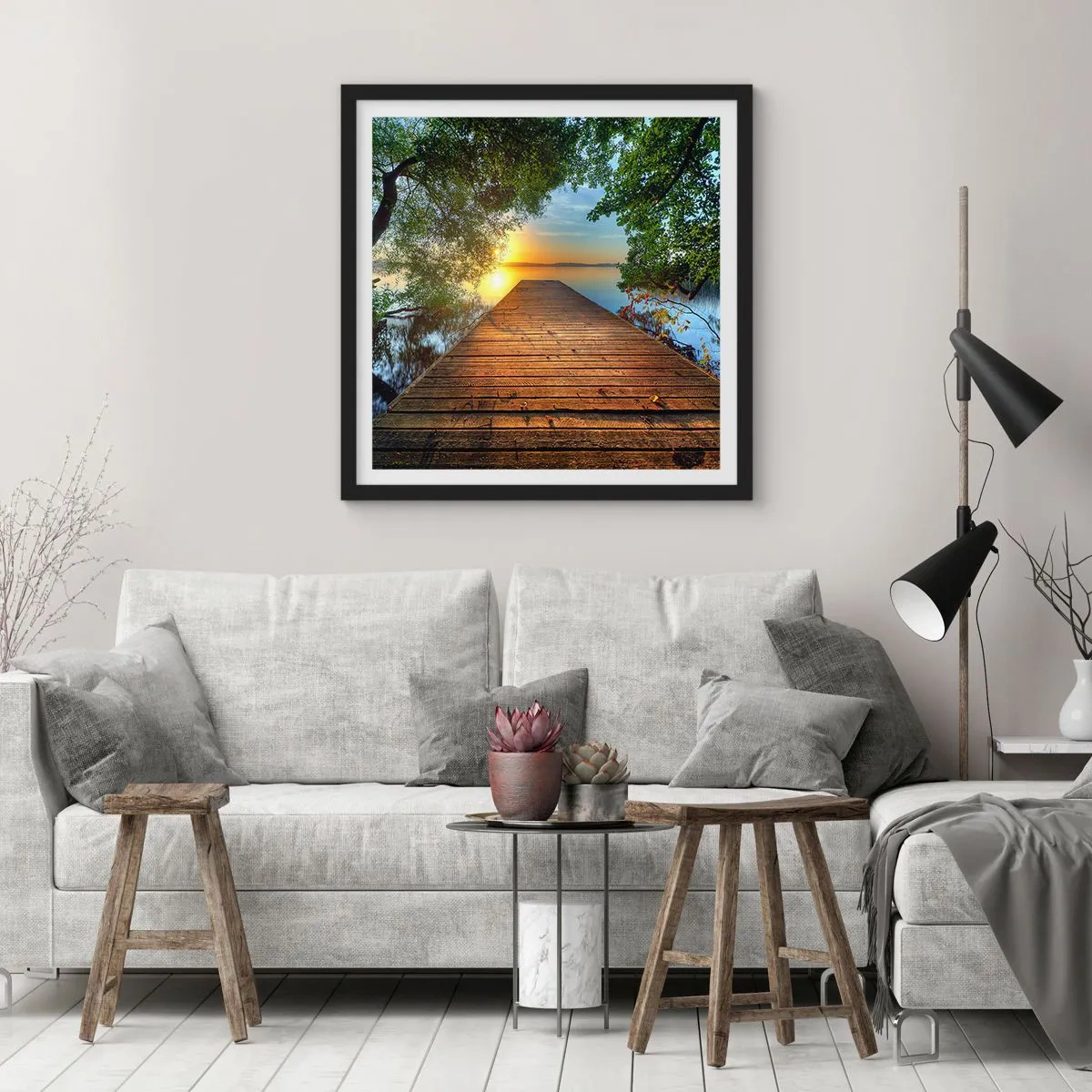 Pôster com moldura preta - Tome o seu tempo, sente-se - 60x60 cm