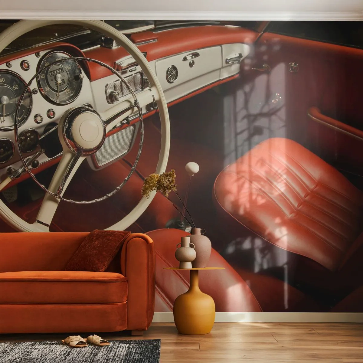 Papel de Parede Premium Sand - Luxo vintage - Carro, Clássico, Automotivo - 100x70 cm