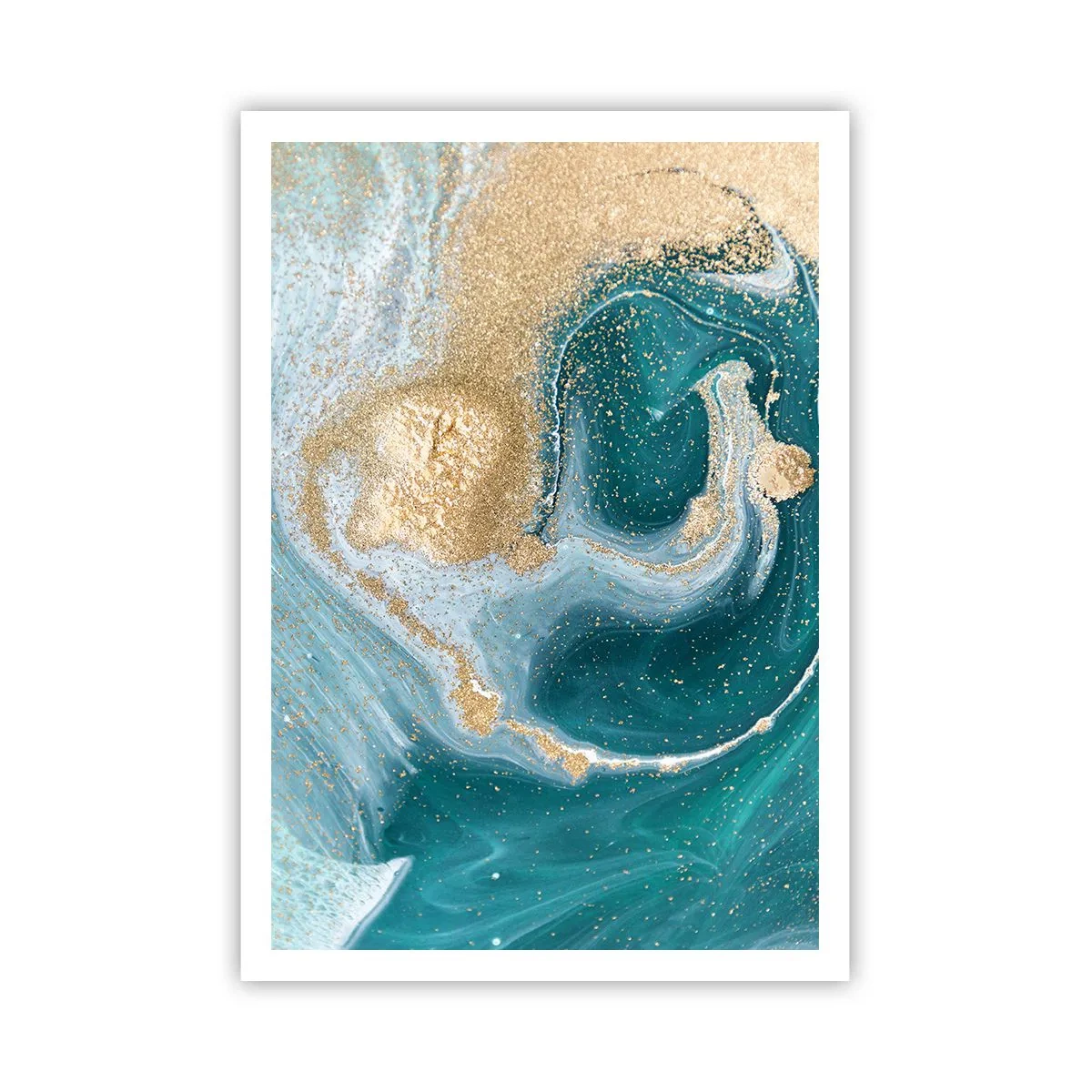 Pôster - Um vórtice de ouro e turquesa - 70x100 cm