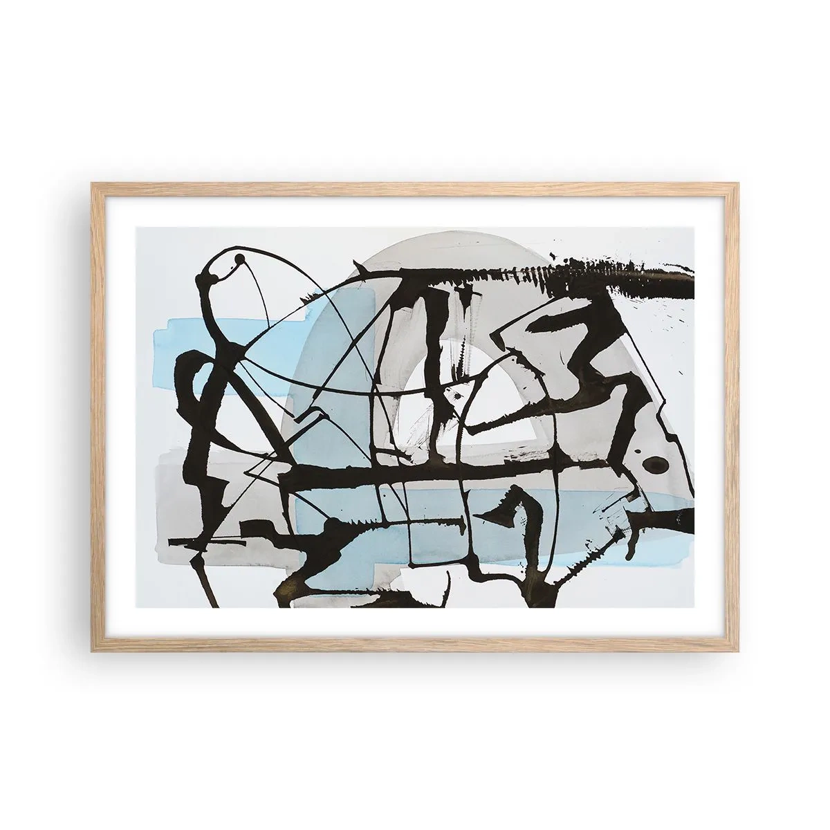 Pôster com moldura de carvalho claro - Azul mesmo assim - 70x50 cm